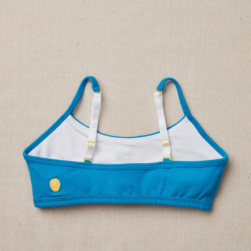 The original first bra for girls. Often copied, never equal. Yellowberry Ladybug Bra in blue.