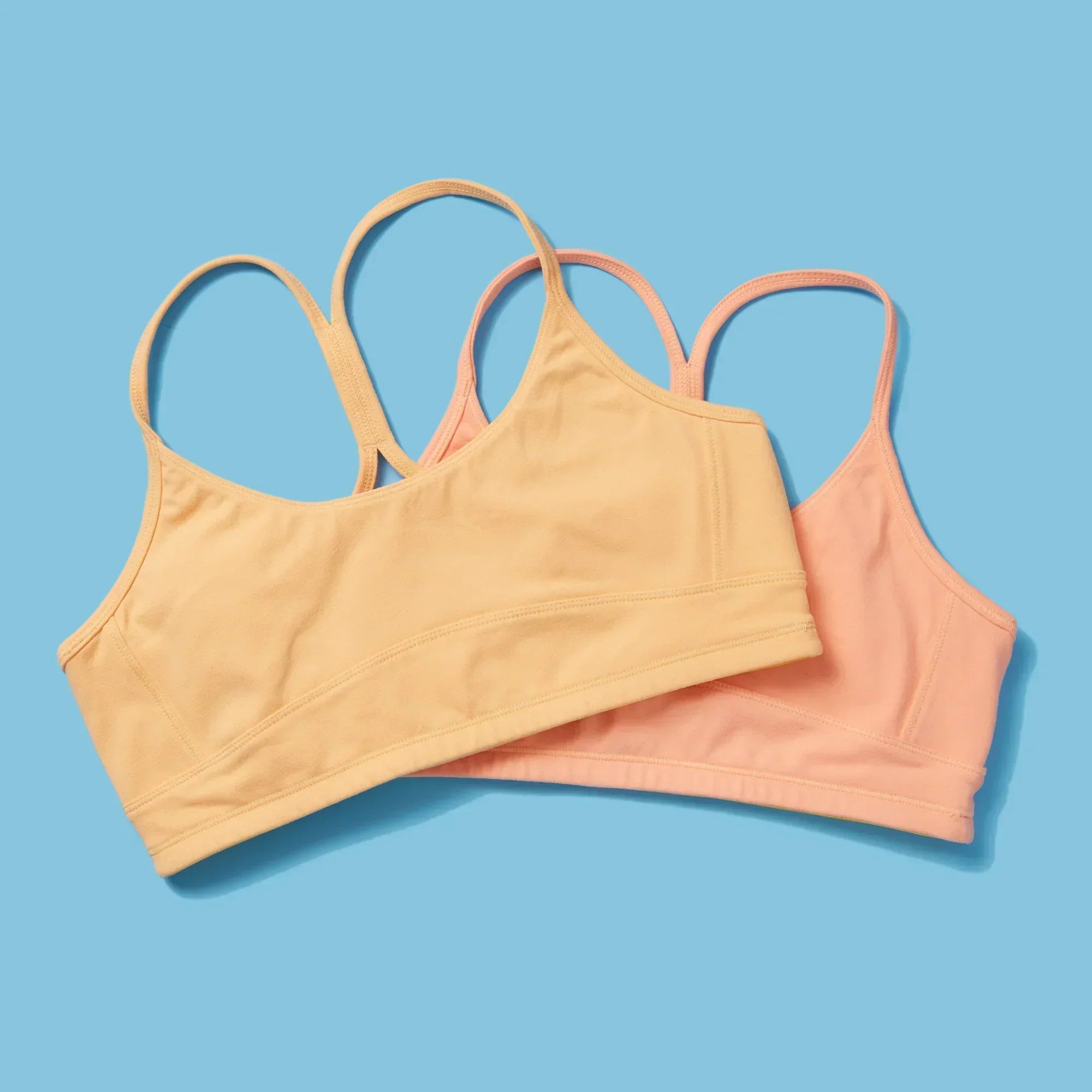 Two Yellowberry Tink Bras displayed on a blue background.