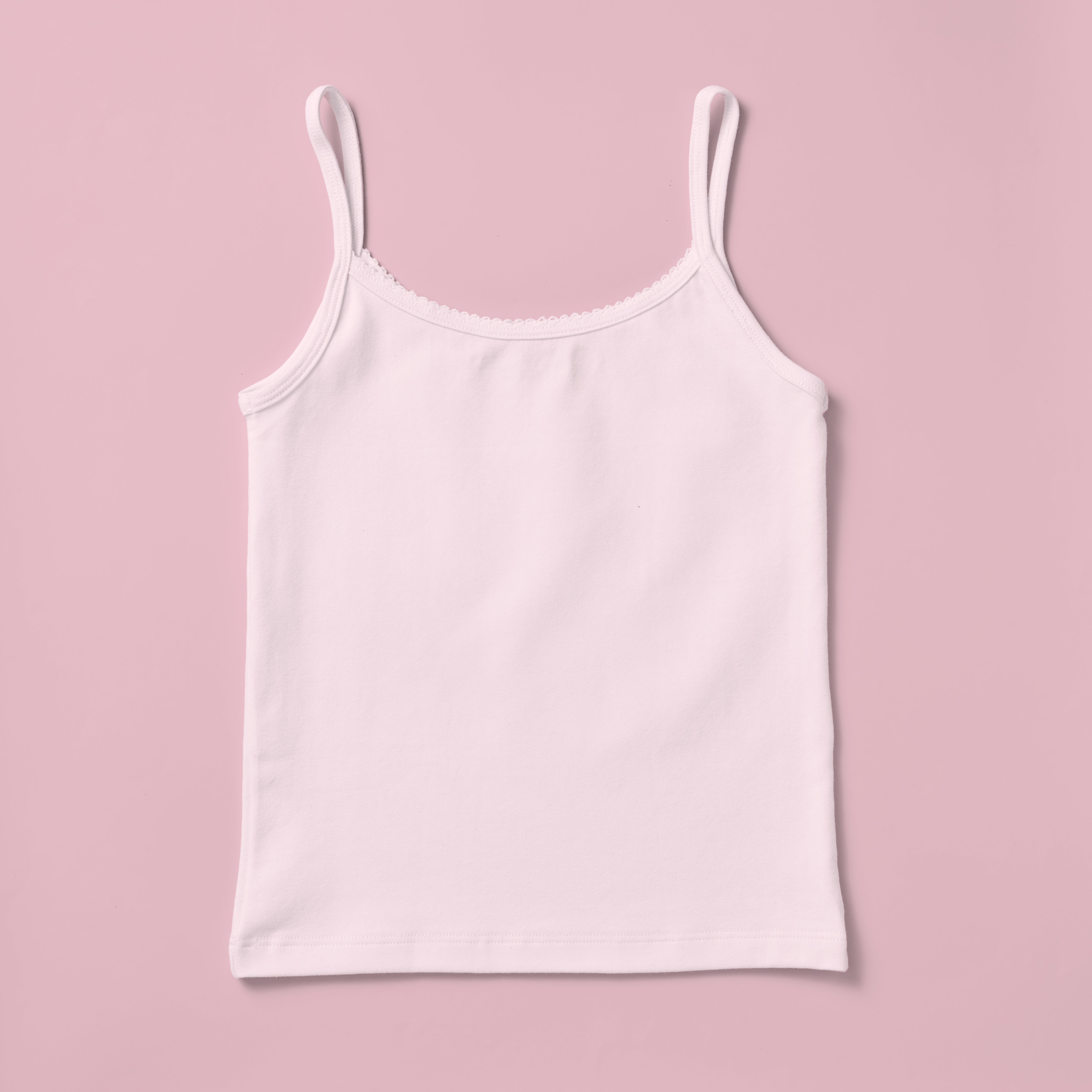Yellowberry Jane Bloom Light Pink Cotton Camisole Front On Pink Background