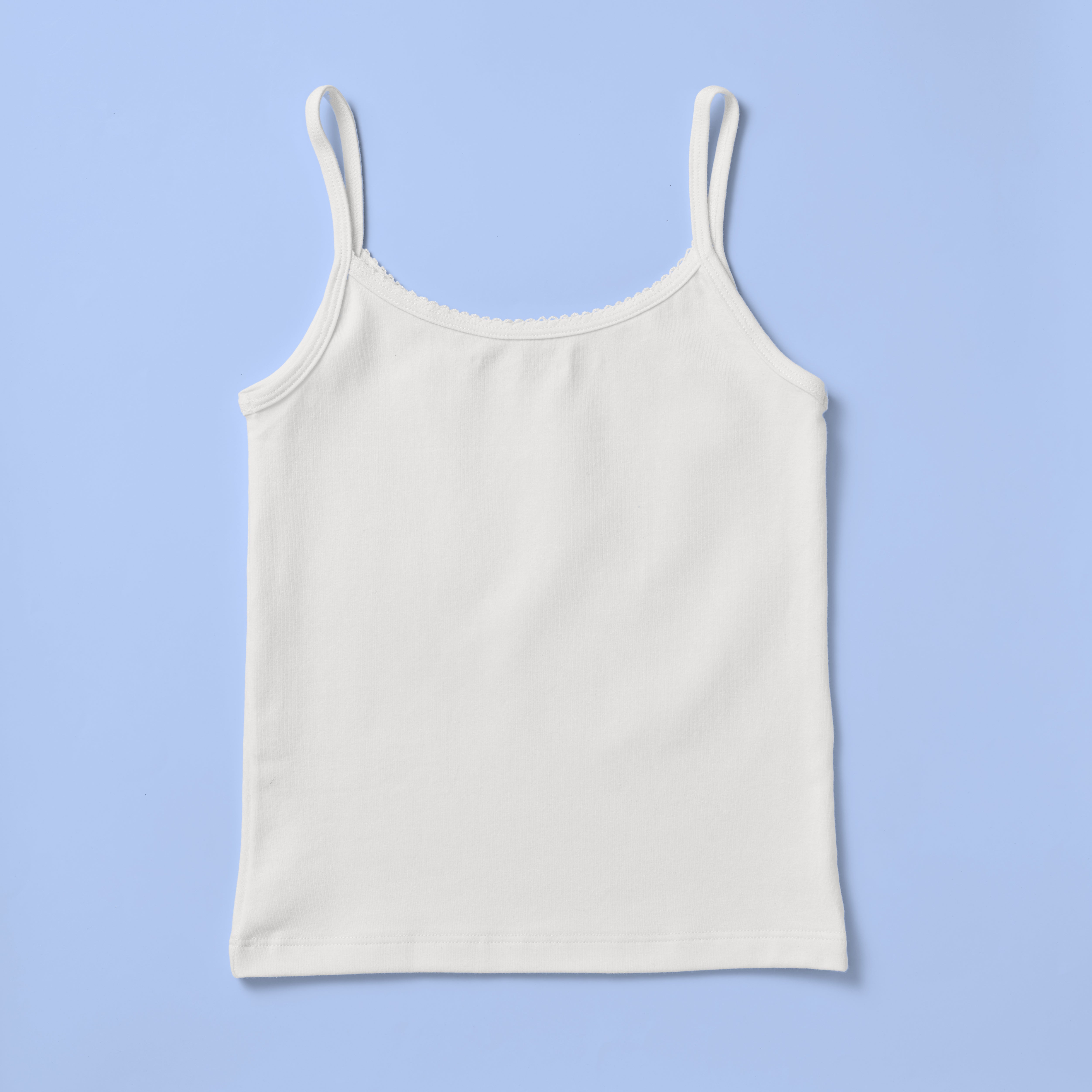Yellowberry Jane Morning Mist Light Grey Cotton Camisole Back On Blue Background