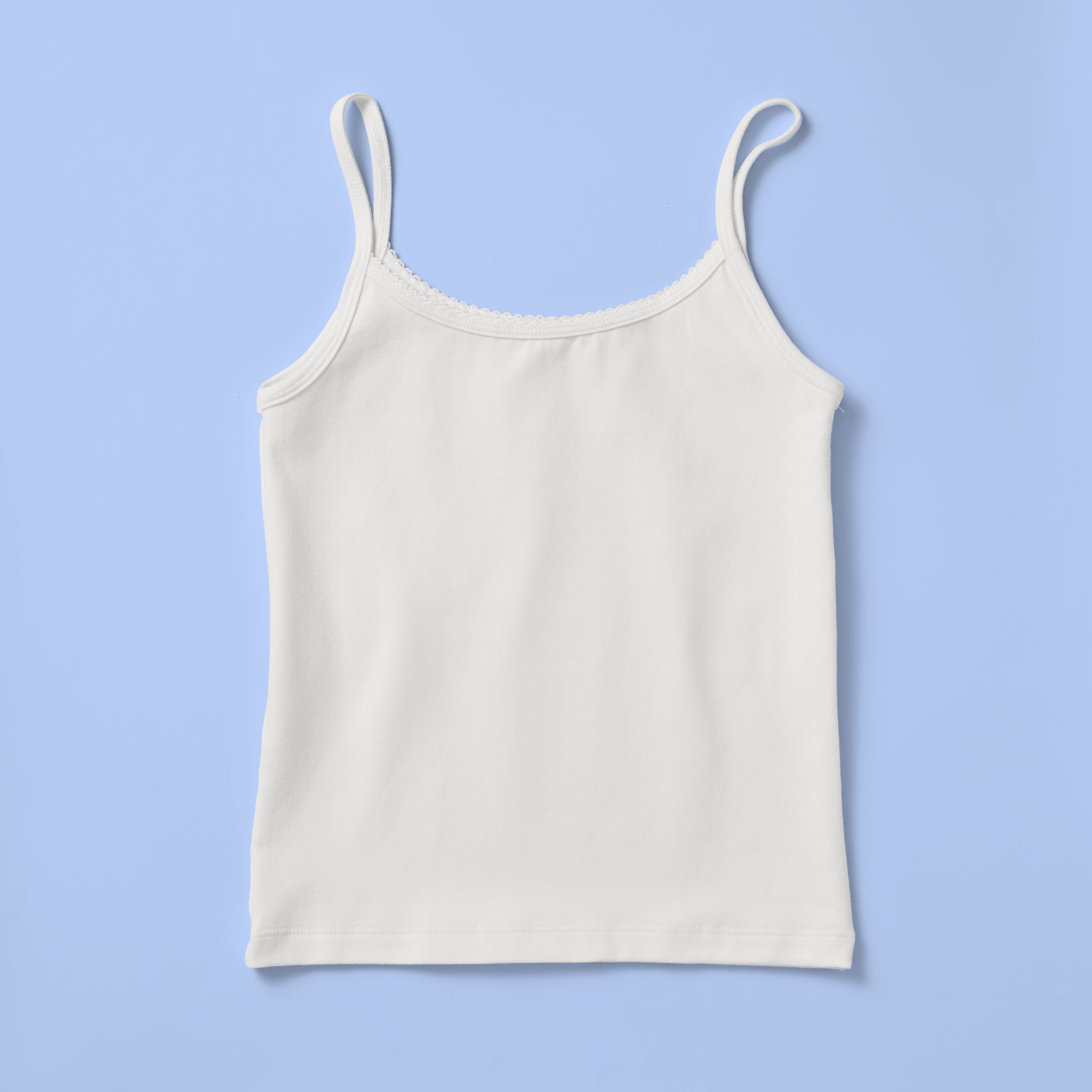 Yellowberry Jane Morning Mist Light Grey Cotton Camisole Front On Blue Background