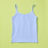 Yellowberry Jane Raindrop Light Blue Cotton Camisole Front On Green Background 