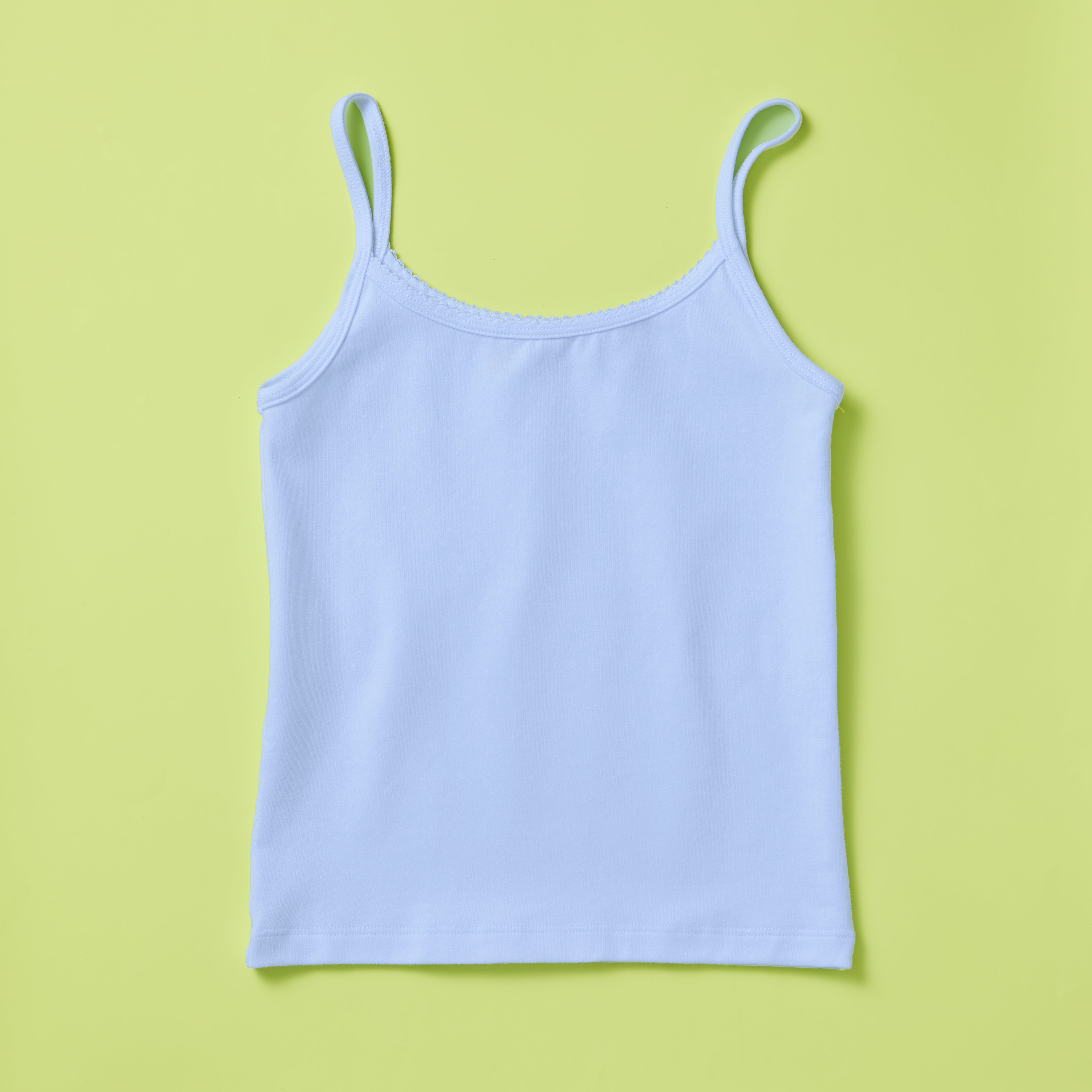 Yellowberry Jane Raindrop Light Blue Cotton Camisole Front On Green Background 
