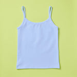 Yellowberry Jane Raindrop Light Blue Cotton Camisole Back On Green Background