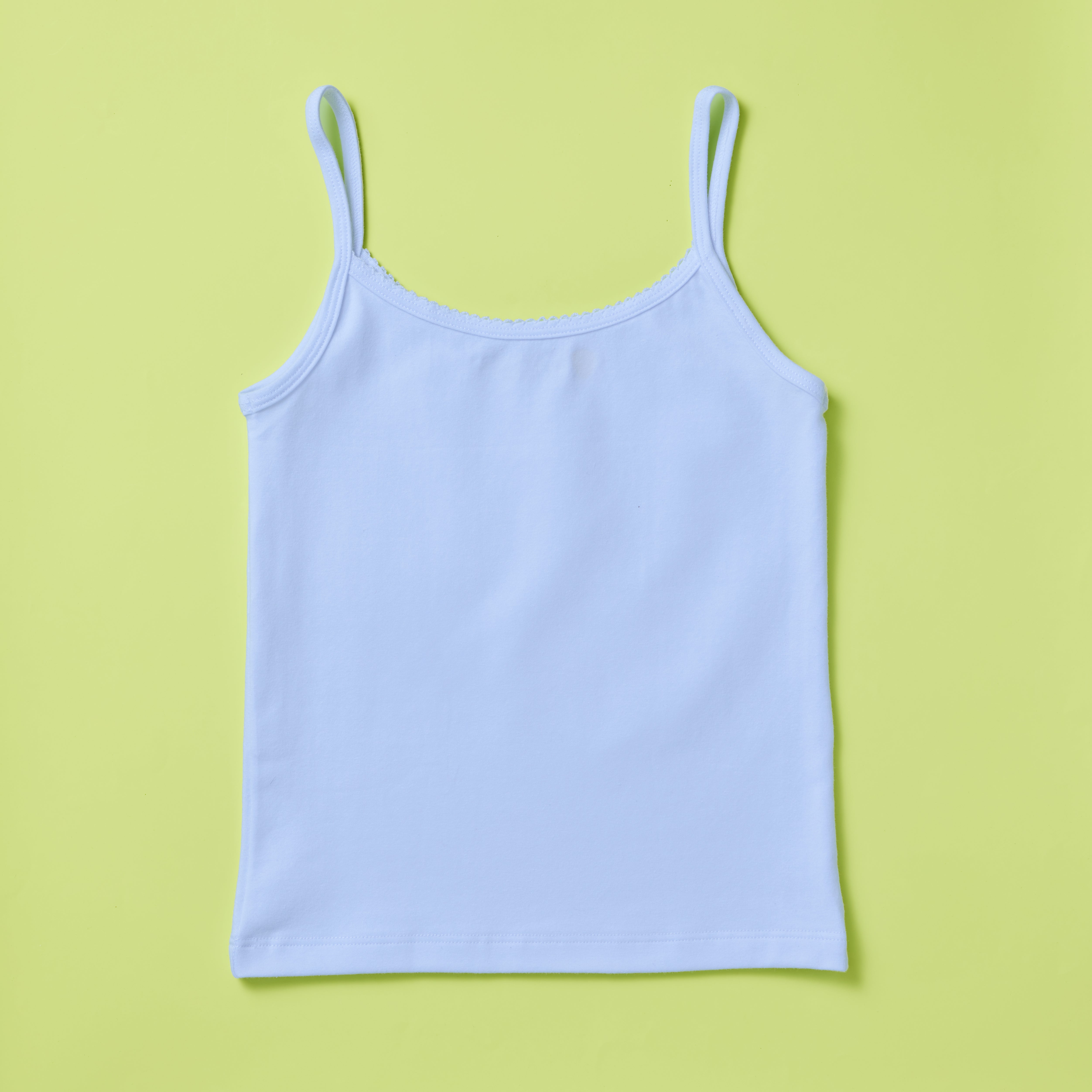 Yellowberry Jane Raindrop Light Blue Cotton Camisole Back On Green Background
