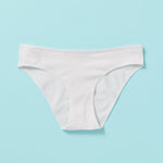 Yellowberry, The Original Brand for Girls, where meticulous detail meets exceptional quality for the best fit and fabric, all from a brand founded by girls who believe in empowering women and girls everywhere. Join us on our mission to inspire confidence, celebrate individuality, and redefine standards, one garment at a time. Simple Morning Mist Cotton Underwear front on blue background