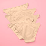 Yellowberry Petal Pima Cotton Bikini Underwear Bundle has a fuller coverage bottom. Made from luxurious Pima Cotton infused with a hint of Spandex, these undies provide the perfect amount of stretch for ultimate comfort and flexibility. The elastic waistband ensures a snug yet gentle fit, while the easy care instructions make laundry day a breeze. Doe 6PK on pink back