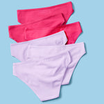 Yellowberry Simple Underwear In Wildflower back image on blue background bundle 6PK of Pima Cotton Underwear, designed with the utmost care and critique from moms and daughters far and wide. With a full coverage bottom and soft cotton construction, this underwear is high quality and great all day comfort.