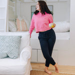 Yellowberry Uptown Jogger, where comfort meets effortless style. Inspired by lazy Sundays and forever being comfy. This cotton jogger is made with our beloved, lusciously soft cotton fabric. A thick, long lasting elastic band fits comfortably at the waist sewn with custom color matching drawstrings for added cohesiveness. With real, deep pockets and a sleek, flattering fit, they’re designed manufactured in the USA. Moonbeam Navy