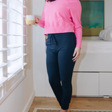 Yellowberry Uptown Jogger, where comfort meets effortless style. Inspired by lazy Sundays and forever being comfy. This cotton jogger is made with our beloved, lusciously soft cotton fabric. A thick, long lasting elastic band fits comfortably at the waist sewn with custom color matching drawstrings for added cohesiveness. With real, deep pockets and a sleek, flattering fit, they’re designed manufactured in the USA. Moonbeam Navy Jackson, Wyoming