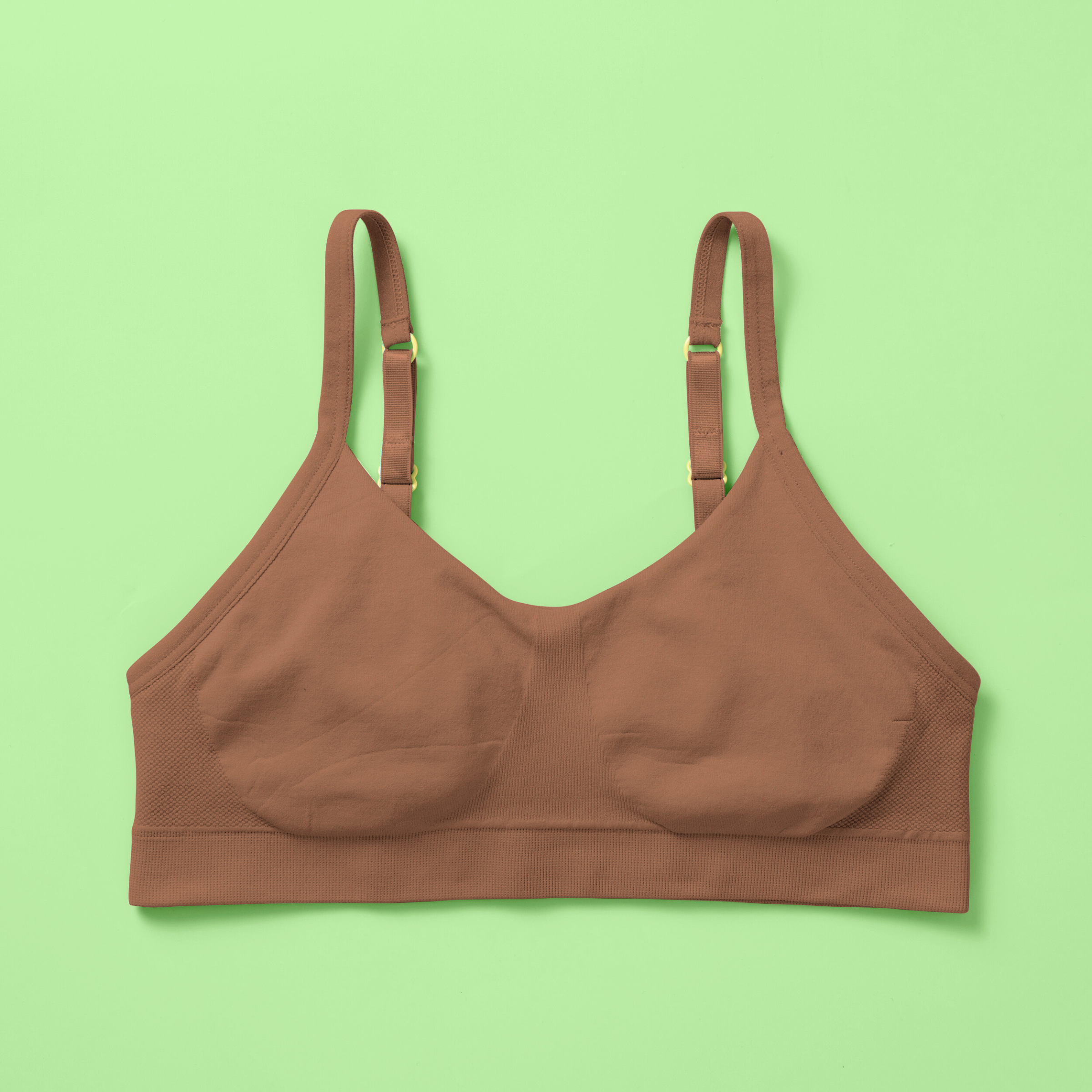 Brown bra on a green background