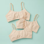 Original Yellowberry Training Starter Bra for girls in a new 3PK Bundle.  A soft pima cotton for starter bra for girls with sensitive skin.  The best quality full coverage bra with no padding bralette for tweens. 