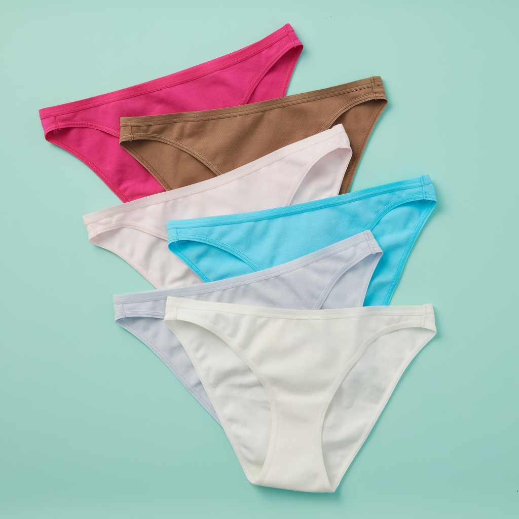Yellowberry Petal Pima Cotton Bikini Underwear Bundle has a fuller coverage bottom. Made from luxurious Pima Cotton infused with a hint of Spandex, these undies provide the perfect amount of stretch for ultimate comfort and flexibility. The elastic waistband ensures a snug yet gentle fit, while the easy care instructions make laundry day a breeze. Mountain Trail 6PK on mint front
