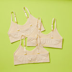 Yellowberry Tulip Doe in a 3PK Bundle in our signature nilit seamless fabric especially great for girls with skin sensitivities. A perfect first bra for girls ensuring all day comfort with adjustable straps and a pullover design.
