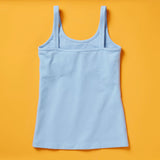 the Shell Cami, a snug, fitted tank designed with a shelf bra. The Shell makes a great option for girls who aren’t quite ready to commit to a bra but are still looking for a little bit of support.