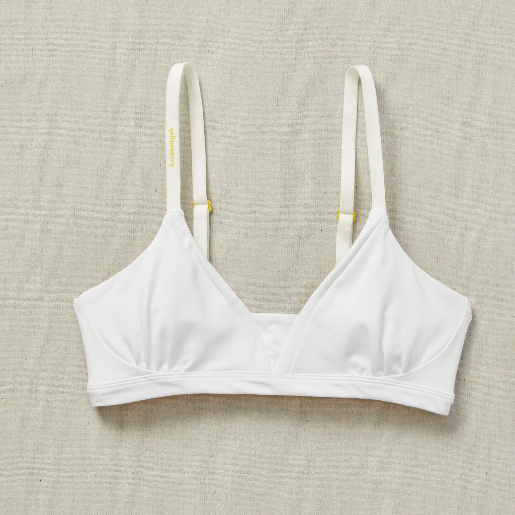 Yellowberry Wish Training Bra in Snowflake (white) Front side