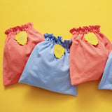 Reusable fabric bags in order to use less plastic, reduce waste, more eco friendly. All-natural fabrics, antimicrobial.