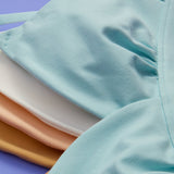 Yellowberry Butter Bra close-up detail image of the cup detail. The BEST Bra We Make for More Developed Girls. Fabric is smooth to the touch and made with a matte brushed finish for extra softness. Made with synthetic fabric blend and hook and eye clasp closure. Great for developing girls. Wear and wash is over and over again, it will still look brand new. It will grow with your daughter as she continues to grow, great option for any occasion.